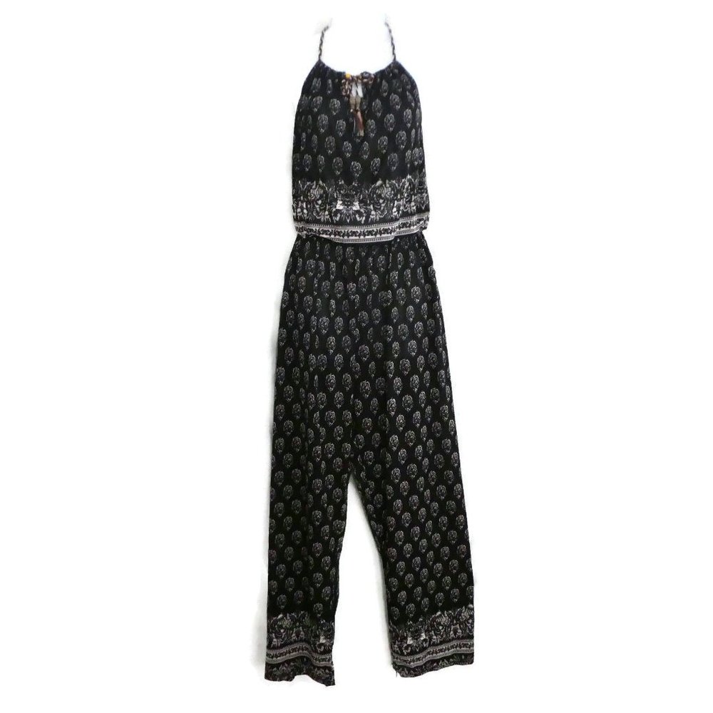 Lemite Jumpsuit Floral Sleeveless Boarder Hem XL